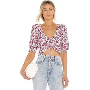 For Love and Lemons Front tie Crop Top